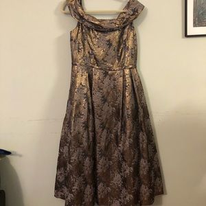Gold and Brown Metallic Calvin Klein Dress